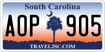 SC license plate AOP905