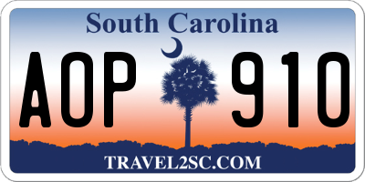 SC license plate AOP910