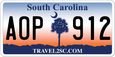 SC license plate AOP912