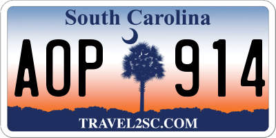 SC license plate AOP914