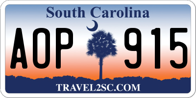 SC license plate AOP915