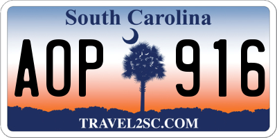 SC license plate AOP916