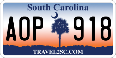 SC license plate AOP918