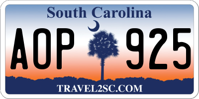 SC license plate AOP925
