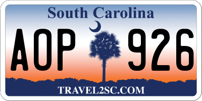 SC license plate AOP926