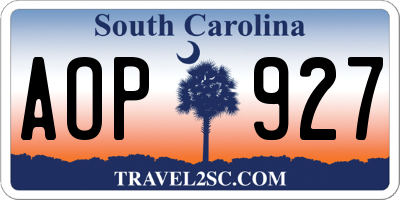 SC license plate AOP927