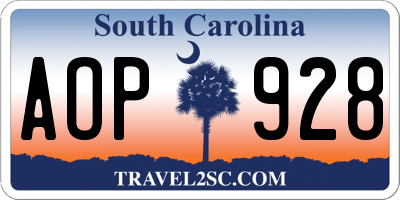 SC license plate AOP928