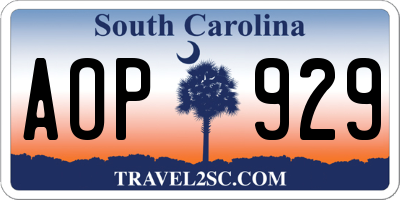 SC license plate AOP929