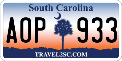 SC license plate AOP933