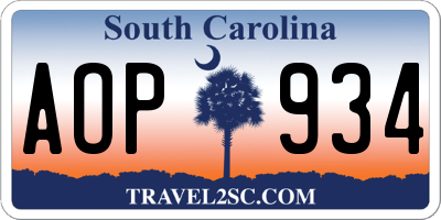 SC license plate AOP934