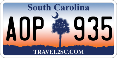 SC license plate AOP935
