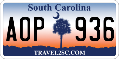 SC license plate AOP936