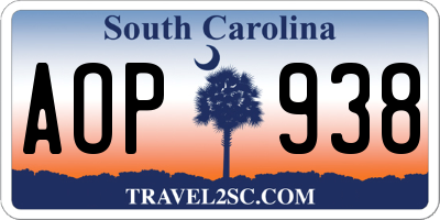 SC license plate AOP938
