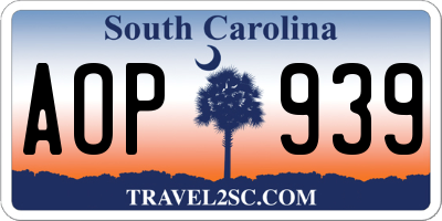 SC license plate AOP939