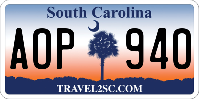 SC license plate AOP940
