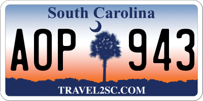 SC license plate AOP943