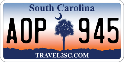 SC license plate AOP945