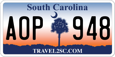SC license plate AOP948