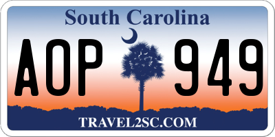 SC license plate AOP949