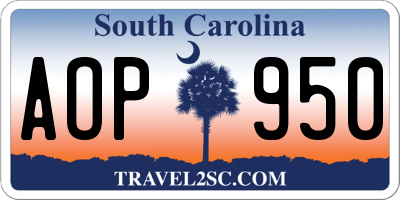 SC license plate AOP950