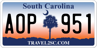 SC license plate AOP951