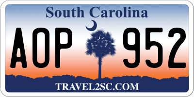 SC license plate AOP952