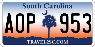 SC license plate AOP953