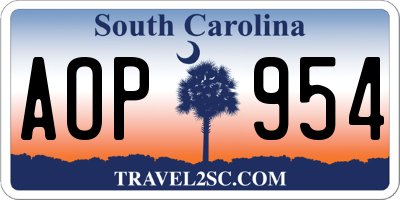 SC license plate AOP954