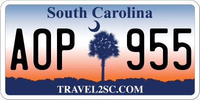 SC license plate AOP955