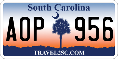 SC license plate AOP956