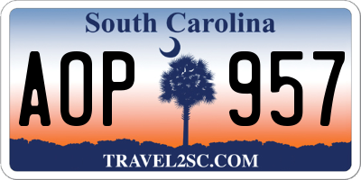 SC license plate AOP957