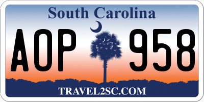 SC license plate AOP958