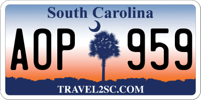 SC license plate AOP959