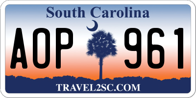 SC license plate AOP961