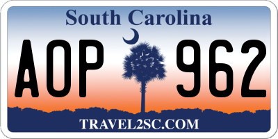 SC license plate AOP962