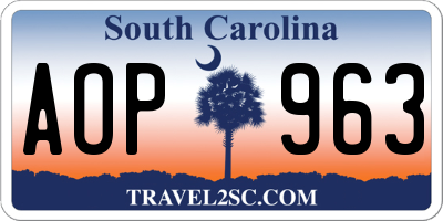 SC license plate AOP963