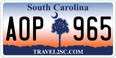 SC license plate AOP965
