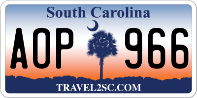 SC license plate AOP966