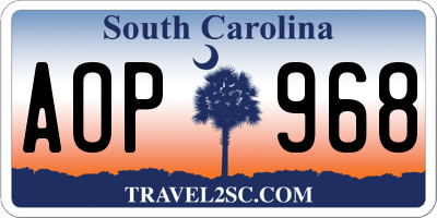 SC license plate AOP968