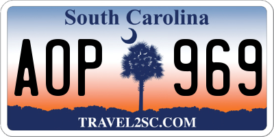 SC license plate AOP969