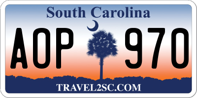 SC license plate AOP970