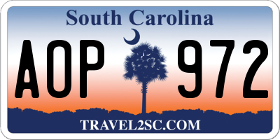 SC license plate AOP972