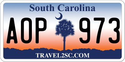 SC license plate AOP973