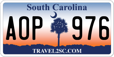 SC license plate AOP976