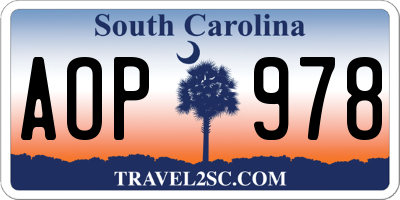 SC license plate AOP978