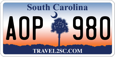 SC license plate AOP980