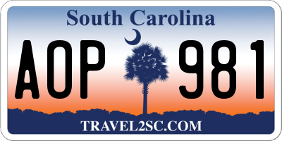 SC license plate AOP981