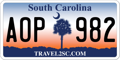 SC license plate AOP982