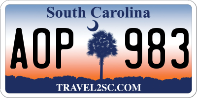 SC license plate AOP983