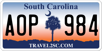 SC license plate AOP984